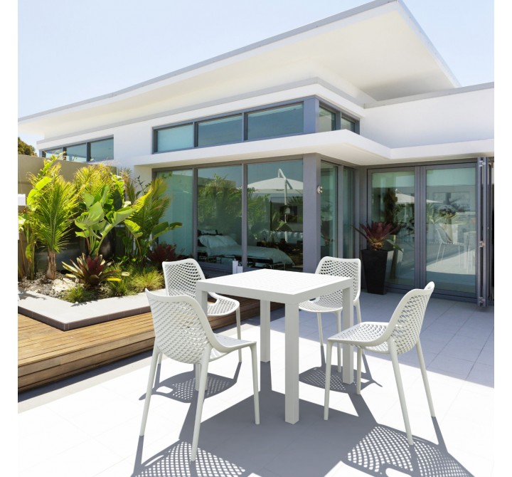 Air Square Dining Set with 4 Chairs White - Lifestyle