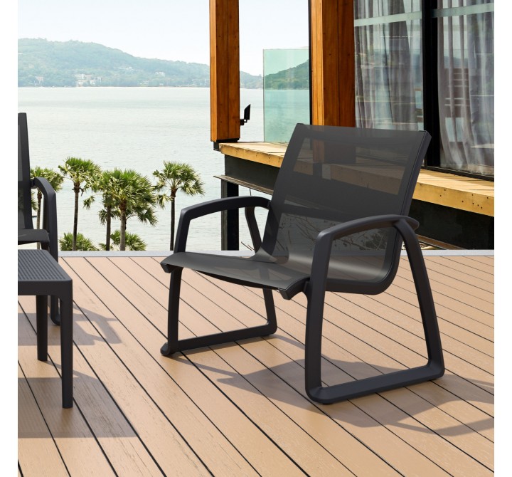 Compamia Pacific Club Arm Chair Black Frame Black Sling - Lifestyle 5