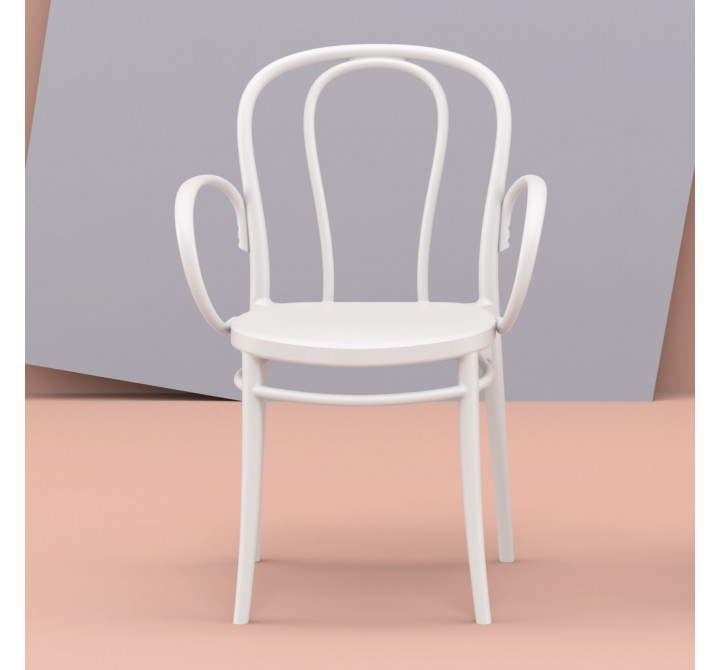 Victor XL Resin Outdoor Arm Chair White - Lifestyle