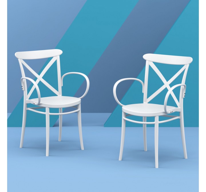 Cross XL Resin Outdoor Arm Chair White - Lifestyle 