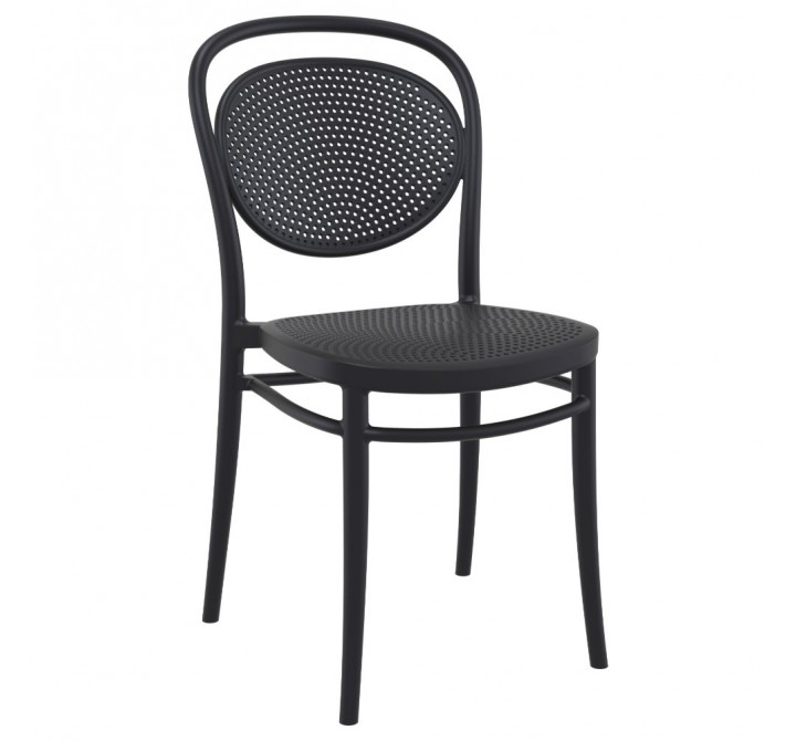Marcel Resin Outdoor Chair Black - Angled View