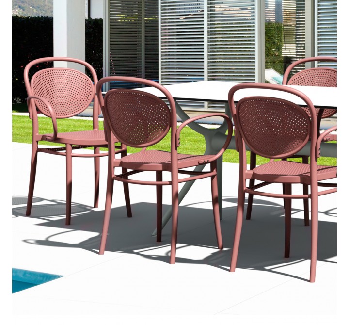 Compamia Marcel XL Resin Outdoor Arm Chair Marsala - Lifesytle 2