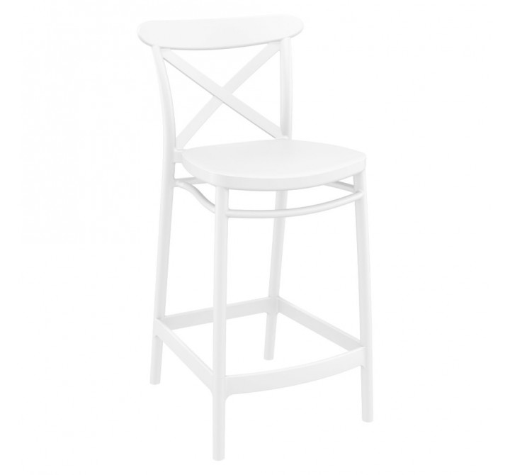 Cross Counter Stool White - Angled