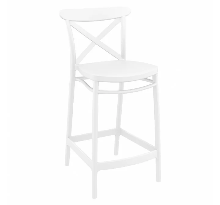 Cross Counter Stool White - Angled