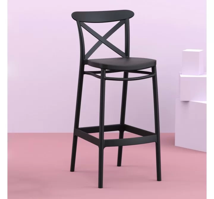 Cross Bar Stool Black - Lifestyle