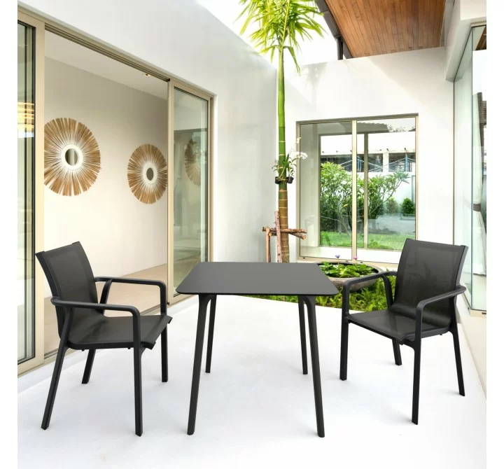 Compamia Maya 31 inch Outdoor Square Dining Table in Black - Lifestyle 2