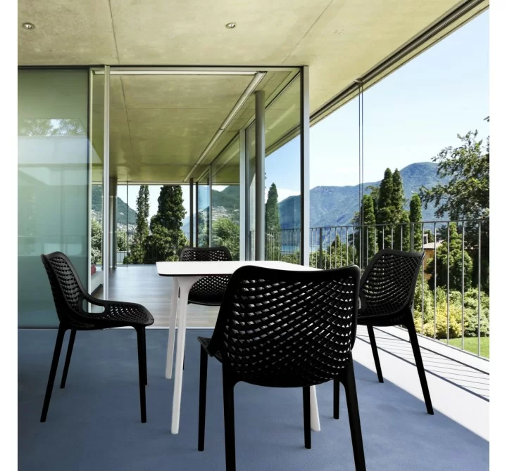 Air Maya Square Dining Set with White Table and 4 Black Chairs - Lifestyle