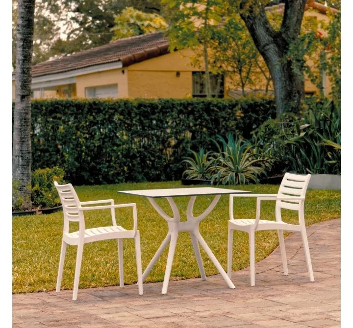 Compamia Artemis Dining Set with 2 Arm Chairs White - Lifestyle