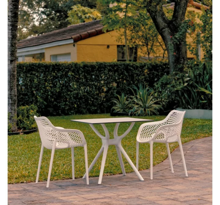  Compamia Air XL Dining Set with 2 Arm Chairs White - Lifestyle