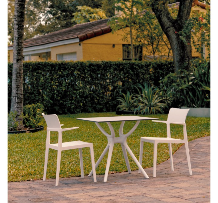 Compamia Plus Dining Set with 2 Arm Chairs White - Lifestyle