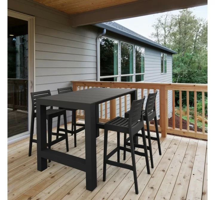 Compamia Vegas Ares 5 pc Bar Set with 39 inch to 55 inch Extendable in Black - Lifestyle 