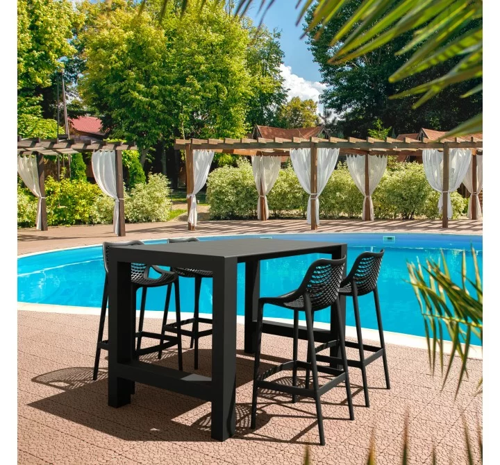 Compamia Vegas Air 5 pc Bar Set with 39 inch to 55 inch Extendable in Black - Lifestyle 2