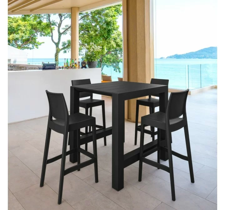 Compamia Vegas Maya 5 pc Bar Set with 39 inch to 55 inch Extendable in Black - Lifestyle