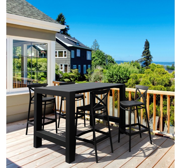 Compamia Vegas Cross 5 pc Bar Set with 39 inch to 55 inch Extendable in Black - Lifestyle