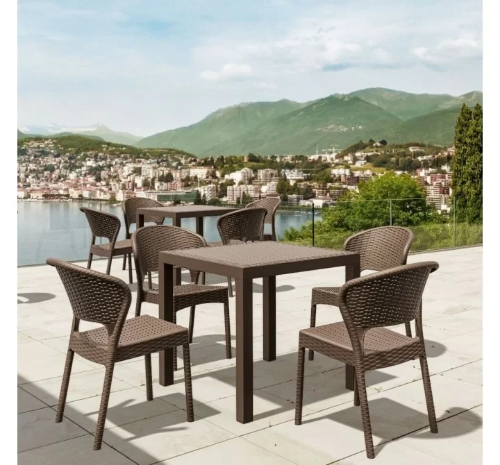 5 Piece Set Brown with Side Chairs - Brown