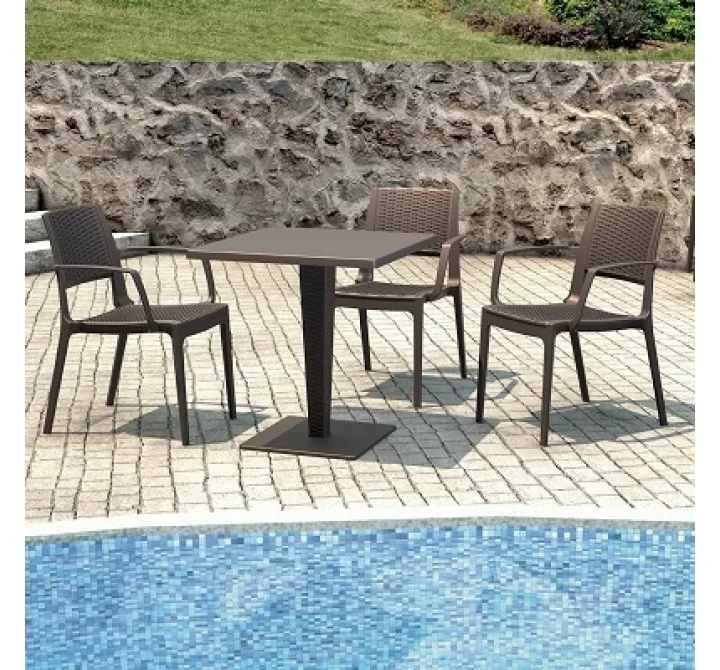 Capri Resin Dining Arm Chair - Brown - Set