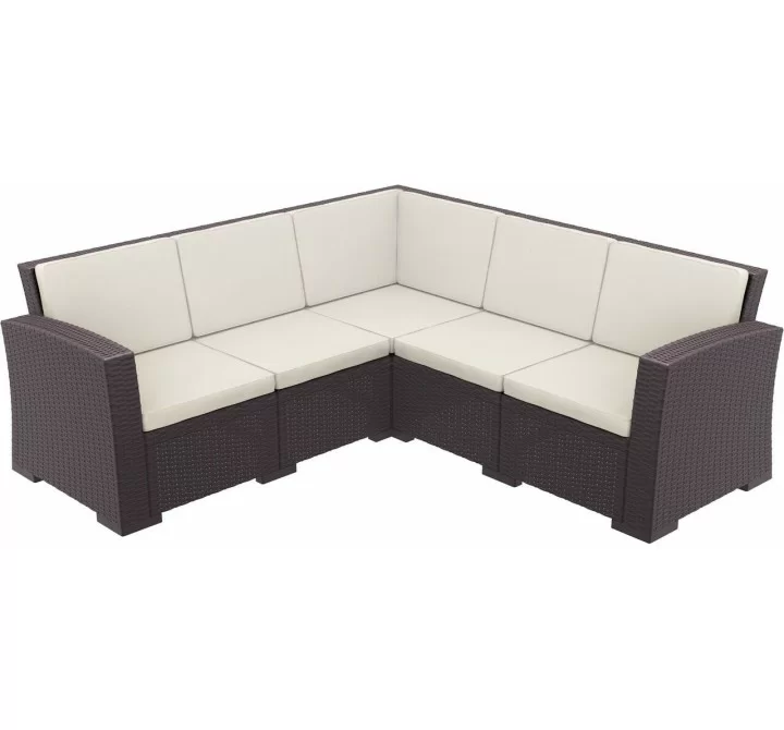 Monaco Resin Patio Sectional 5 piece Brown with Cushion - Brown