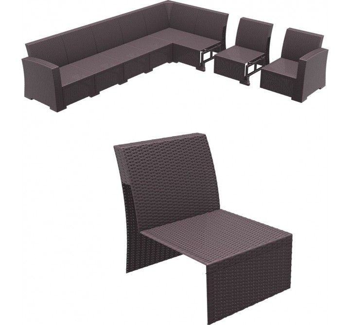 onaco Sectional Extension Part Brown with Cushion - Brown