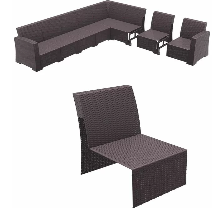 onaco Sectional Extension Part Brown with Cushion - Brown