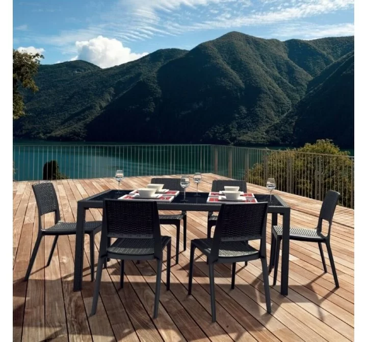 Compamia Miami Wickerlook Square Dining Set 5 Piece with Side Chairs