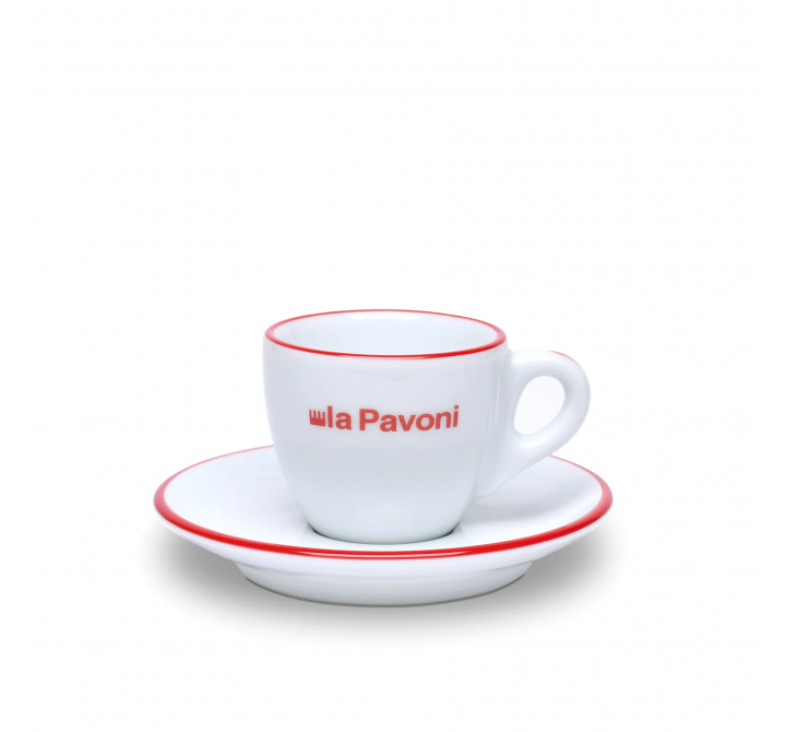 La Pavoni Espresso Coffee Cups & Saucers In Ceramic (Set of 6)