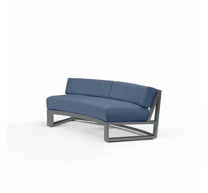 Redondo Curved Sofa in Spectrum Indigo, No Welt - Front Side Angle