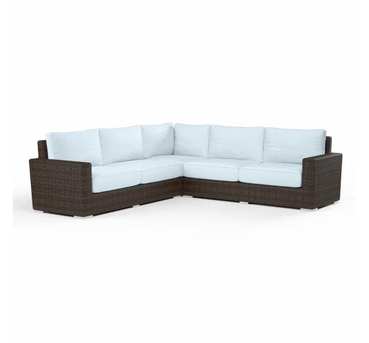 Montecito Sectional in Canvas Skyline w/ Self Welt - Front Side Angle