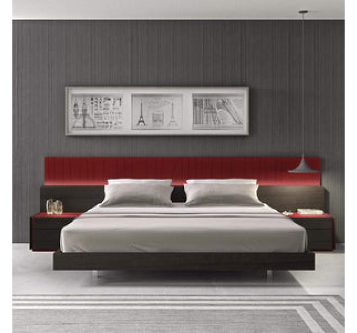 J&M Furniture Lagos Red & Wenge Lacquer King Platform Bed