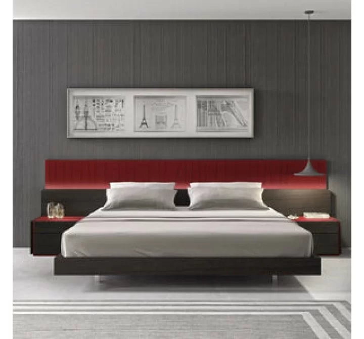 J&M Furniture Lagos Red & Wenge Lacquer King Platform Bed