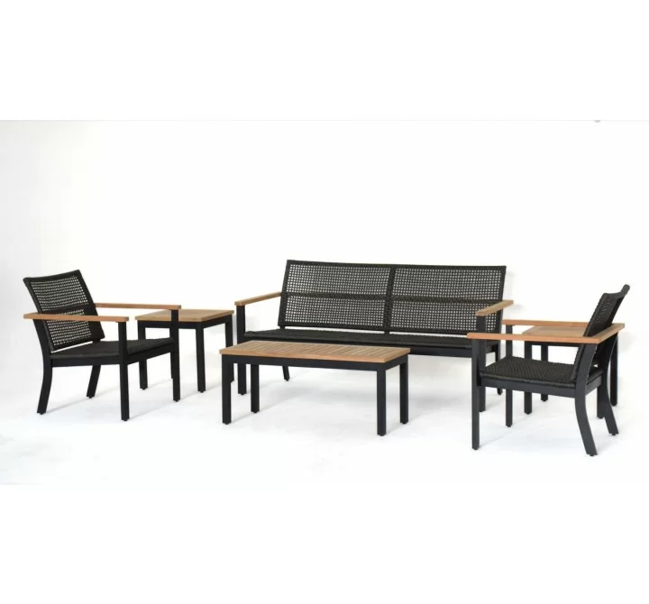 Royal Teak Naples Side Table Charcoal Aluminum and Rope