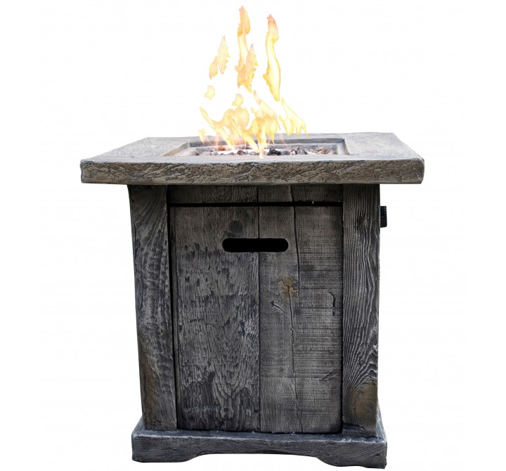 Crawford and Burke Macedon Wood Look Outdoor Gas Fire Pit, Front Angle