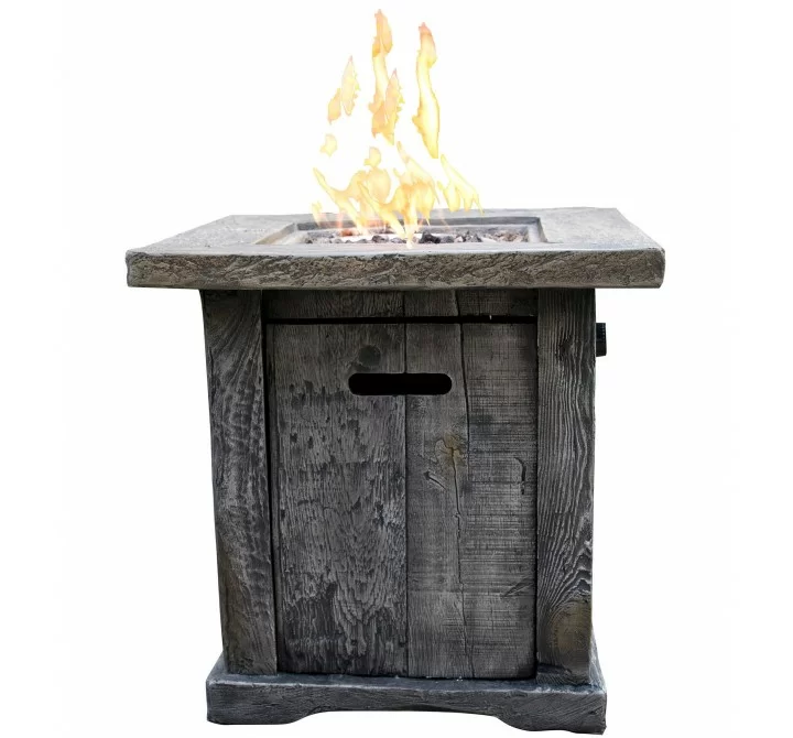 Crawford and Burke Macedon Wood Look Outdoor Gas Fire Pit, Front Angle