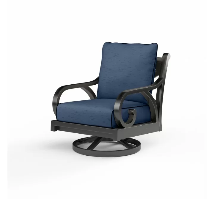 Monterey Swivel Rocker in Spectrum Indigo w/ Self Welt - Front Side Angle