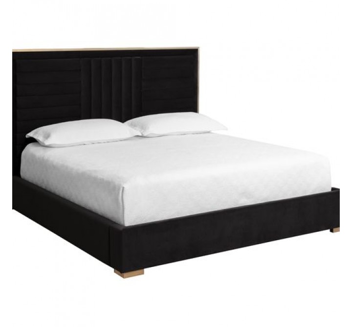 Sunpan Mabel Bed King in Abbington Charred Brown / Antonio Porcelain - Front Angle