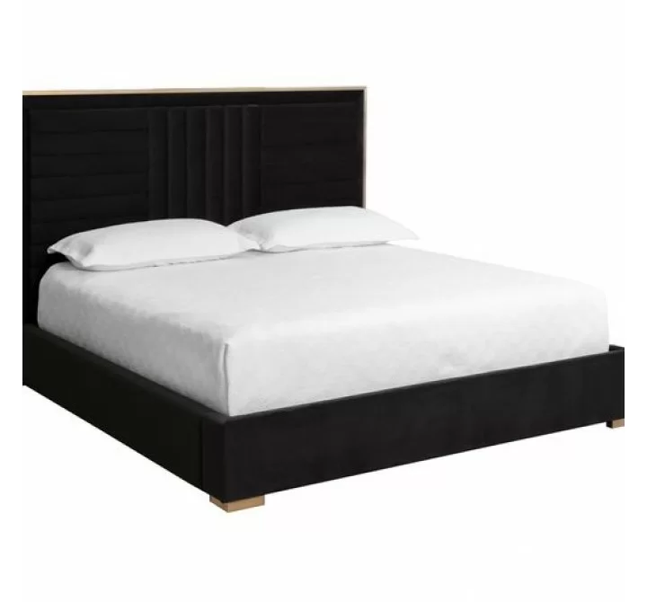 Sunpan Mabel Bed King in Abbington Charred Brown / Antonio Porcelain - Front Angle