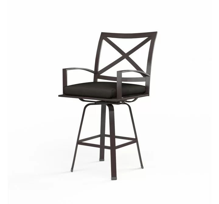 La Jolla Swivel Barstool in Spectrum Carbon w/ Self Welt - Front Side Angle