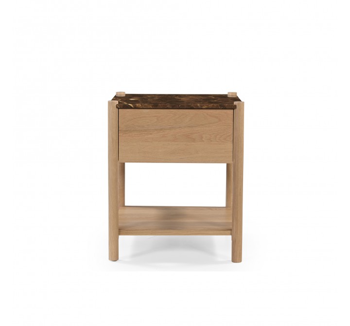 Moe's Home Collection Elio Nightstand Dark Emperador in Marble - Front 