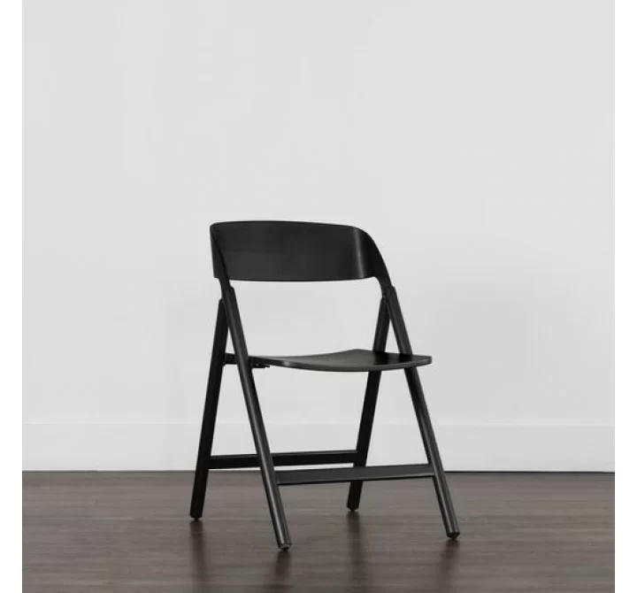 Sunpan Ronny Folding Dining Chair - Black - Front Side Angle