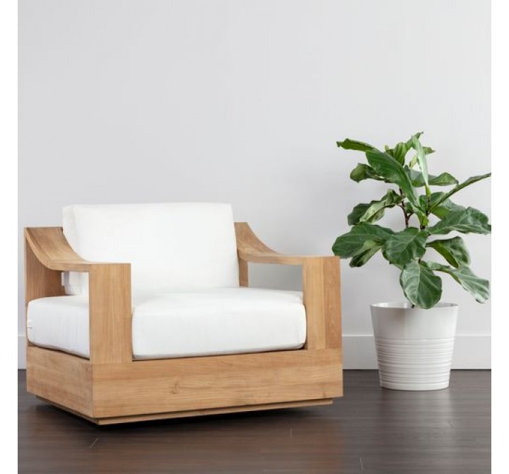 Sunpan Tahiti Swivel Lounge Chair - Stinson White - Lifestyle