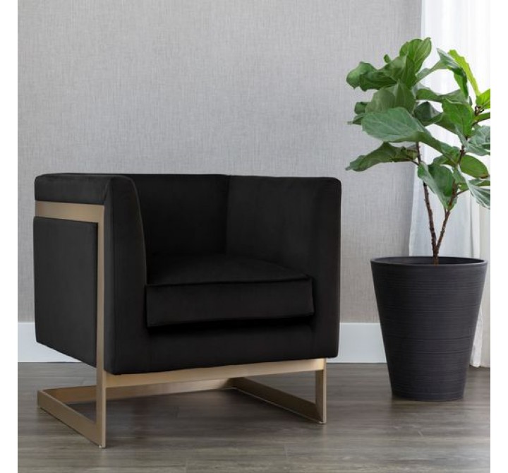 Sunpan Yvette Armchair Gold in Abbington Charred Brown - Lifestyle