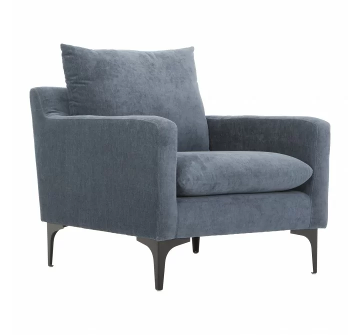 Moe's Home Collection Paris Armchair, Blue - Front Side Angle