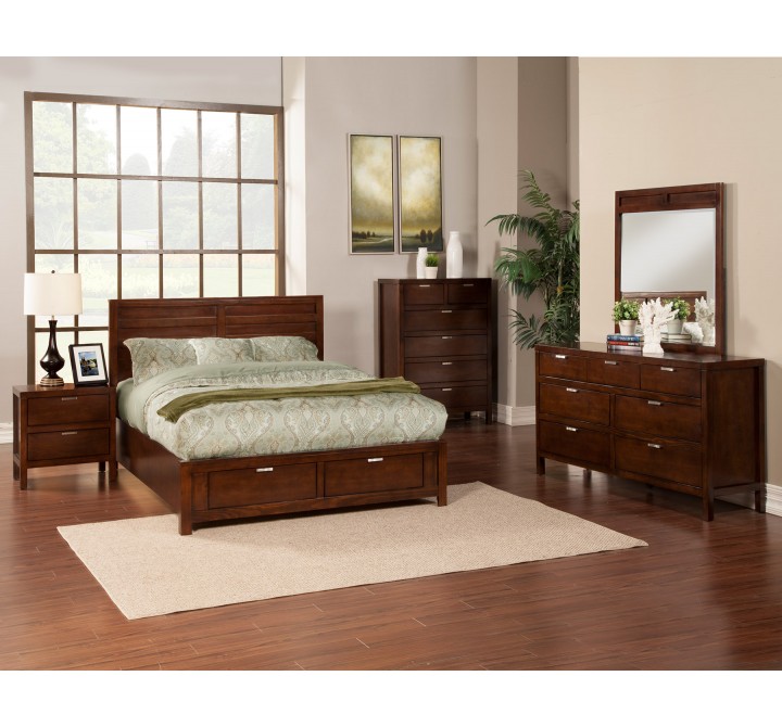 Alpine Furniture Carmel Queen Storage Bed in Cappuccino - Lifestyle