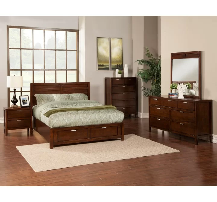 Alpine Furniture Carmel 2 Drawer Nightstand, Cappuccino - Lifestyle