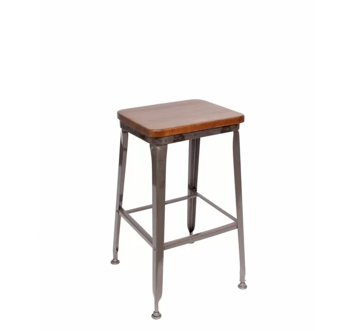 Lincoln Backless Barstool With Steel Frame And Clear Coat Finish - Aluminum Ash