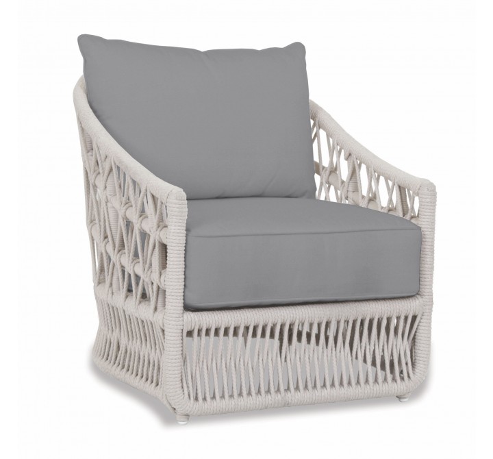 Dana Rope Club Chair in Canvas Granite w/ Self Welt - Front Side Angle