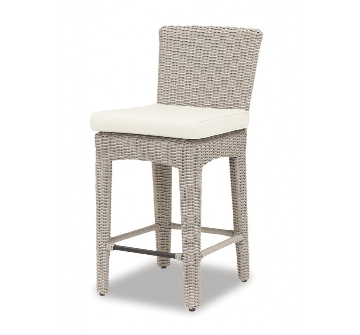 Manhattan Counter Stool in Linen Canvas w/ Self Welt - Front Side Angle