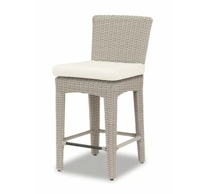 Manhattan Counter Stool in Linen Canvas w/ Self Welt - Front Side Angle