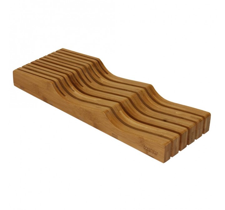Oceanstar In-Drawer Bamboo Knife Organizer - Angled
