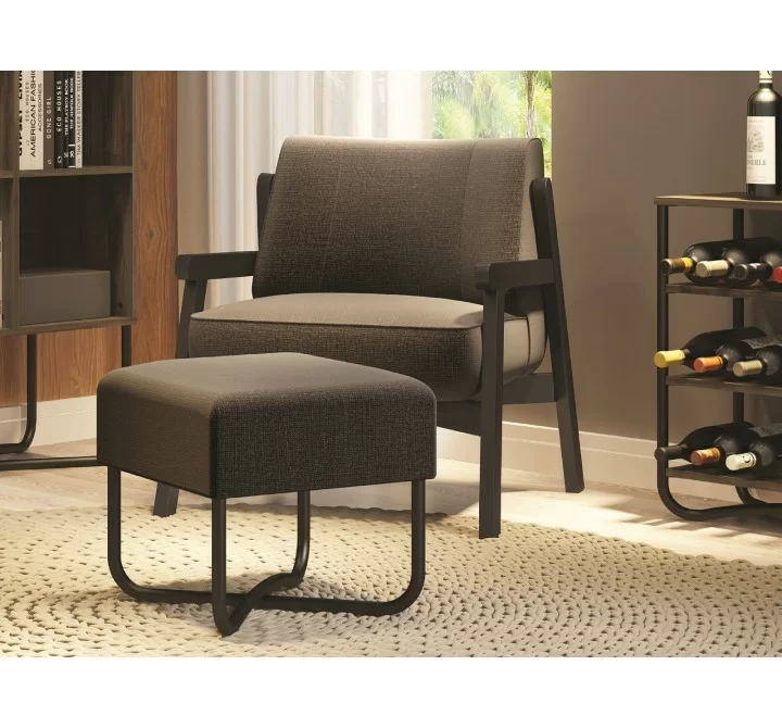 Casabianca ACE Bench In Dark Brown Fabric With Black Painted Base - Lifestyle 2