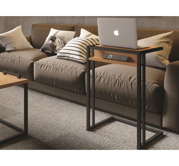 Casabianca NOA C End Table In Birch Melamine With Black Metal Painted Frame - Lifestyle 1